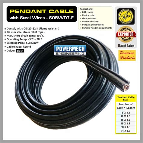 EOT Crane Cables - Steel Wire Ropes Embedded Crane Pendant Cable ...