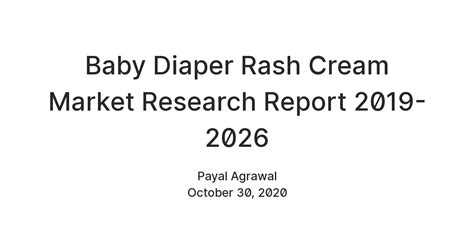 Baby Diaper Rash Cream Market Research Report 2019-2026 — Teletype