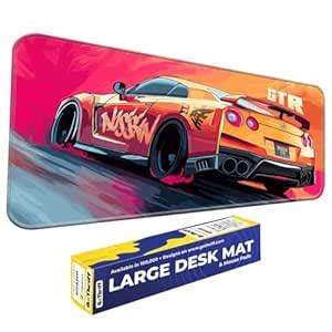 Skiditos Nisaan GTEX-R Desk Mat (80x33cm) - Orange Sports Car & Mount ...