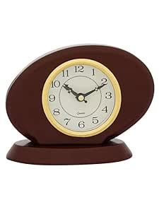 CHRONIKLE Modern Wooden Case Oval Analog Table Clock for Office Desk ...