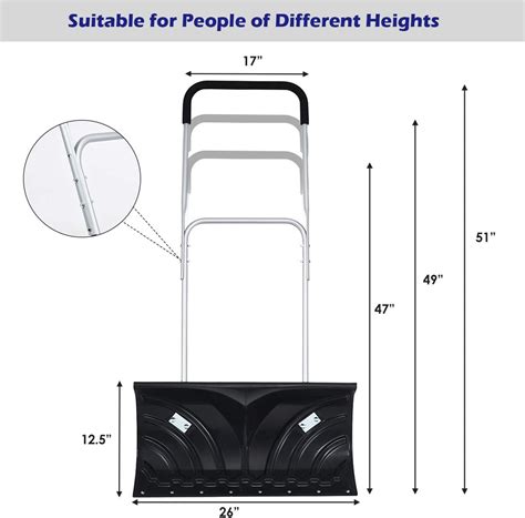 Buy Goplus Rolling Snow Pusher Shovel, Handle Adjustable Snow Removal ...