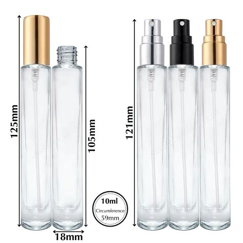 10ml Clear Glass Sample Size Perfume Bottle + Silver Mist Sprayer ...