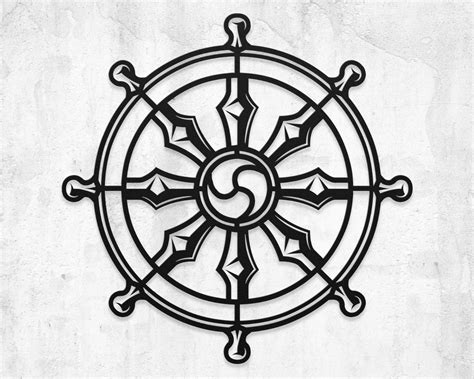 Dharmachakra Metal Wall Art, Buddhism Symbol Decor Dharma Wheel Sign ...