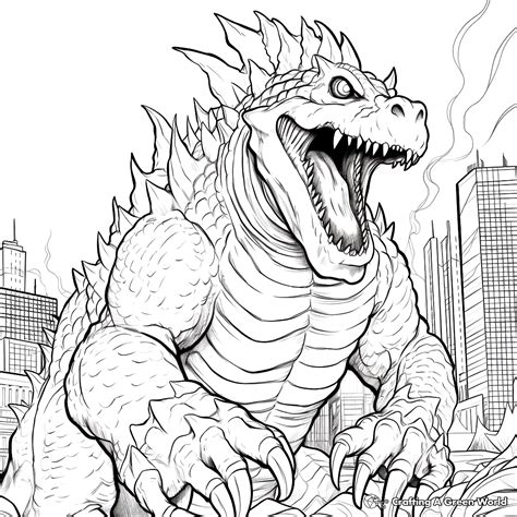 Realistic Godzilla Coloring Pages