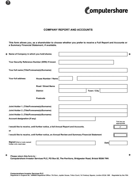 Fillable Online Shareholder Report Preference Form Fax Email Print ...