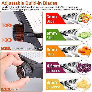 Black, Stainless Steel Mandoline Food Slicer Vegetable Fruit Chopper ...