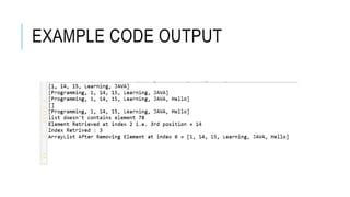 ArrayList Methods 的图像结果