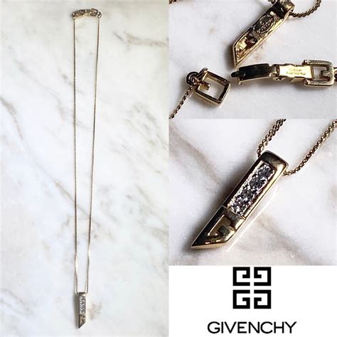 vintage GIVENCHY gold color metal sharp pendant necklace | NOIR ONLINE