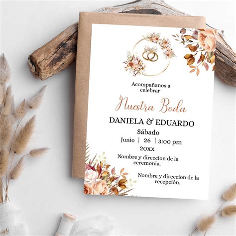 Spanish Wedding Terracotta Invitation-floral Spanish Burnt Orange ...