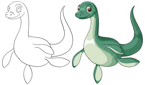 만화 플레시오사우르 수영 그림 | 무료 벡터