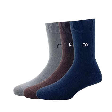 Buy Peter England Mens Cotton Full Length Socks (Pack of 3) Light Grey ...