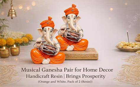 Buy Xtore Musical Ganesha Pair for Home Decor Handicraft Resin| Brings ...