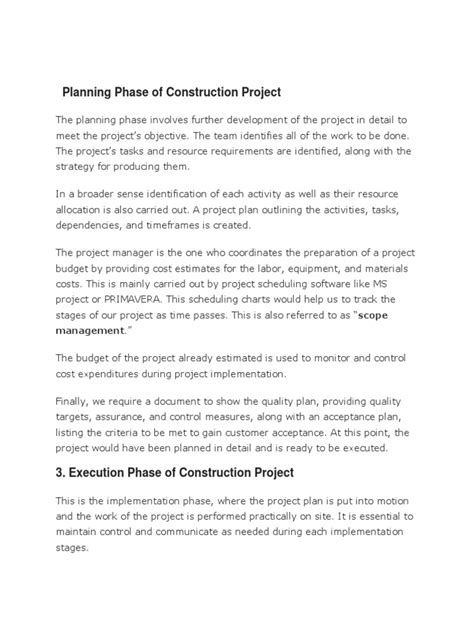 Planning Phase of Construction Project | PDF | Project Management | Economies