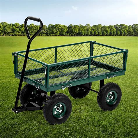 Buy Hkeli Garden Cart Wagons Heavy Duty Steel Utility Cart Dump Wagon ...