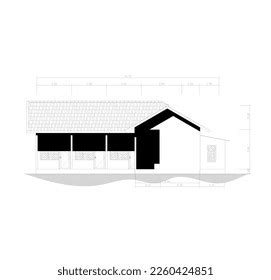 Front View Sketch Onestorey Building Stock Vector (Royalty Free ...