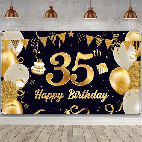 Sumind Extra Large Black Gold 35th Birthday Party Banner India | Ubuy