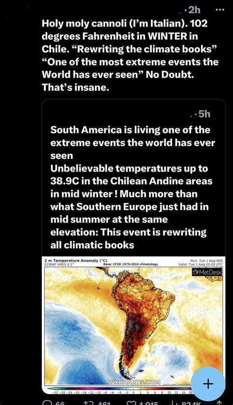 Holy moly cannoli (I’m Italian). 102 degrees Fahrenheit…in Chile : r/ShitAmericansSay
