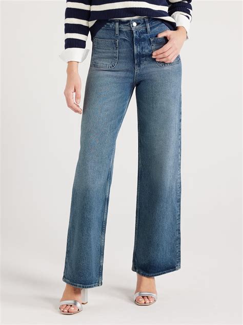 Free Assembly Women's and Women's Plus Wide Leg Jeans with Patch ...