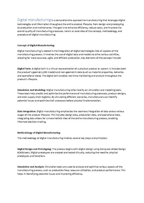 Digital Manufacturing Concepts and Methodologies: Unit 5 Notes - Studocu