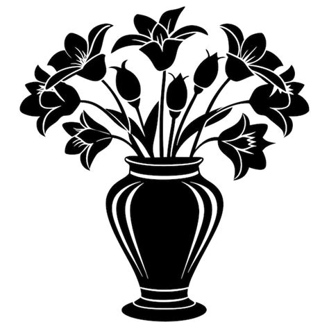 Flower vase black silhouette vector illustration | Premium AI-generated ...