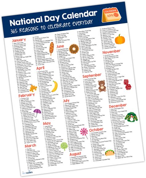 National Day Calendar 2024 Printable