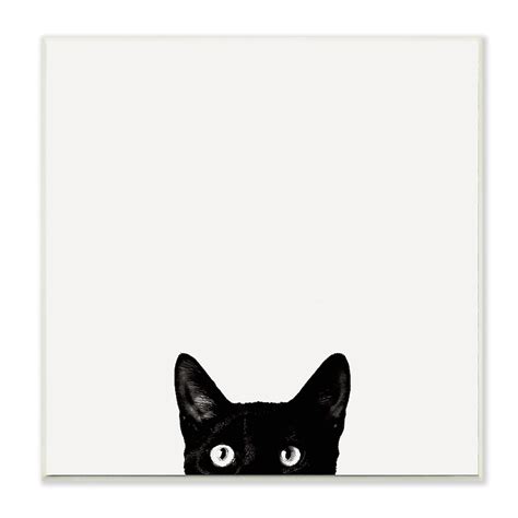 Stupell Industries Minimal Monochrome Black Cat Peeking From Below Jon ...