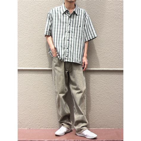 【CUBA】1990s HAGGAR poly modern fabric ombre check shirt / wide&short ...