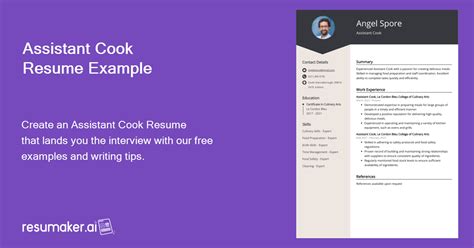 Image result for Assistant Cook Resume