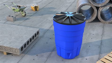 3D Blue Plastic Barrel with Lid model | 3D Molier International