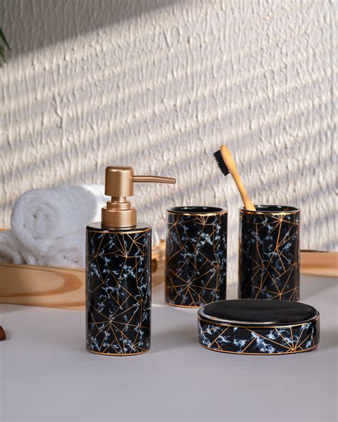 Black Marble Finish Bath Set – Aidea Homes