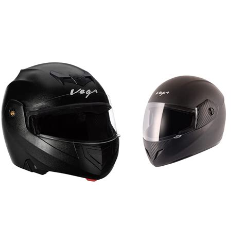 Vega Crux Flip-up Helmet (Black, L) & Cliff CLF-LK-M Full Face Helmet ...