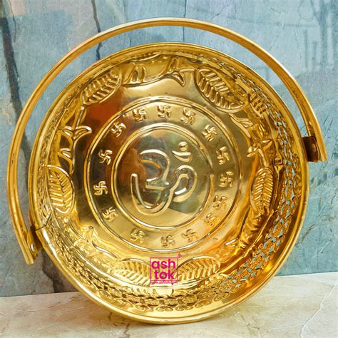 Buy Round Shaped Brass Puja Basket, Phool Butti, Flower Basket – Ashtok