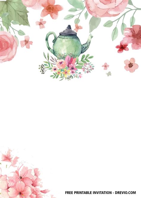 FREE Floral Tea Party Invitation Templates | Tea party invitations diy ...