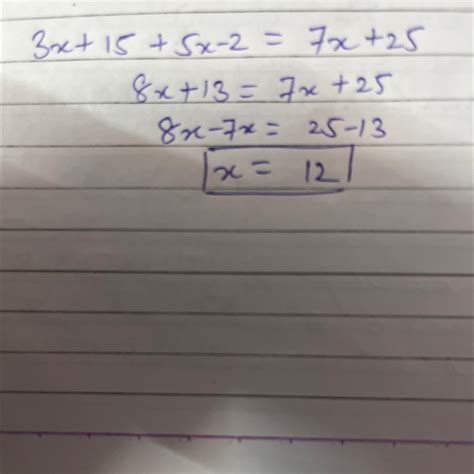 (3x+15)° +(5x-2)° =(7x+25)°Find the value of x - Brainly.in