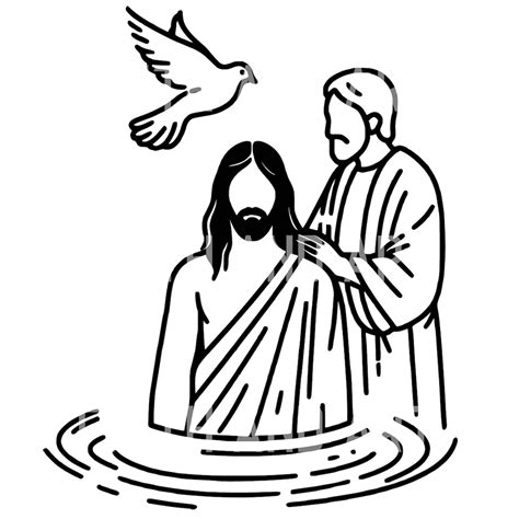 Jesus Baptism, Jesus and John the Baptist, Christian Art, Biblical Art, Jesus Line Drawing ...
