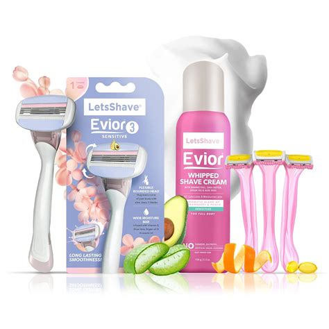 LetsShave Body & Bikini Shave Combo Set for Women - 3 Blade Full Body ...