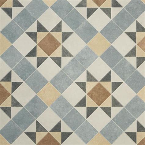 Tile Effect Vinyl Flooring Roll Beige And Grey Victorian Felt ...