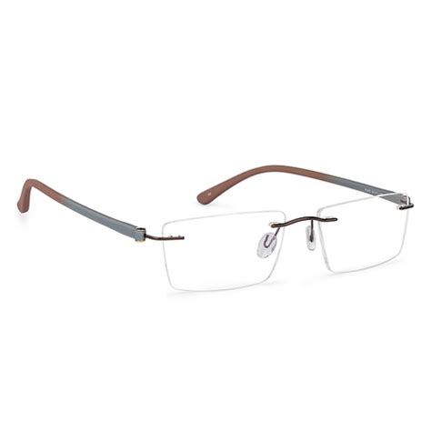 Brown Grey Rimless Rectangle Bolt Lumineers B-005 Eyeglasses - Lenskart.com