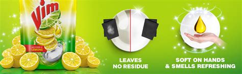 Vim Dishwash Liquid Gel Lemon, With Lemon Fragrance, Leaves No Residue ...