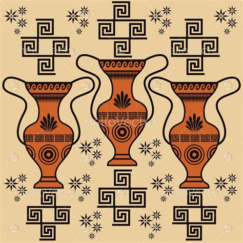Decorative Greek pottery design background - Download Graphics & Vectors