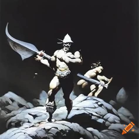 Comic book art by frank frazetta on Craiyon