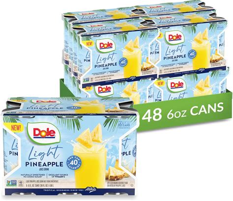 Amazon.com : Dole Light Pineapple Juice Drink, No Added Sugar, 40 ...