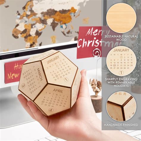 BobbyCreativity Wooden Hexagon Desk Calendar 2024, Funny Office Gift ...