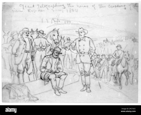 Grant telegraphing the news of the crossing of the river Rapidan--May ...