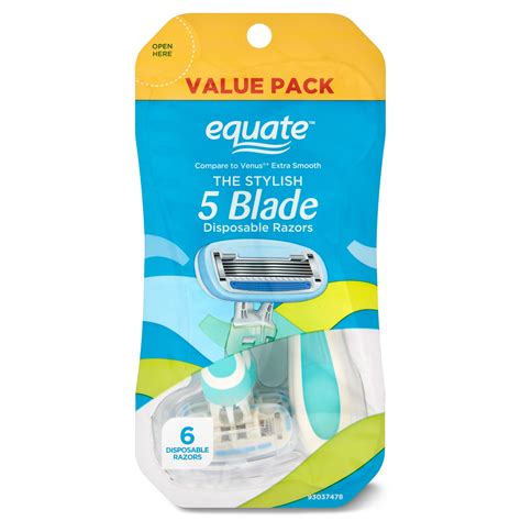 Equate Women's 5 Blade Disposable Razors, 6 Count