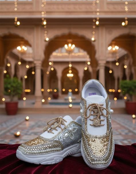 FUNKY N TRENDY dual tone bridal sneakers / Silver sneakers / gold snea ...