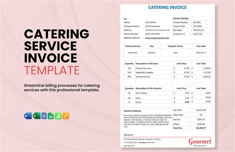 Free Catering Invoice Templates, Editable and Printable
