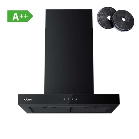 CIARRA A++ Cappa cucina 60cm- Comandi Touch 650m3/h 4 Velocità Booster Dimmerabile LED Nero ...