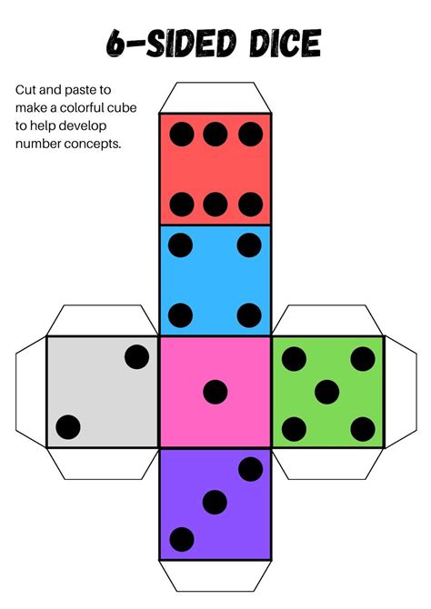 6 Sided Dice Printable for Kids - Etsy