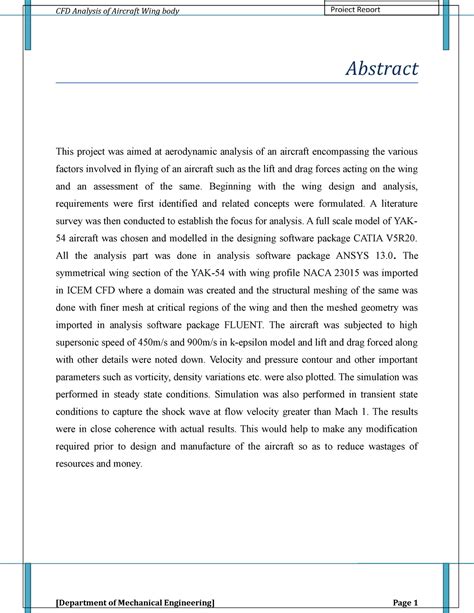 B Tech project report CFD Analysis doc - Java programming - Studocu